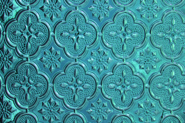 Vidrio de fondo azul, denim y tiffany. Antiguo vidrio vintage con
 - Foto, Imagen