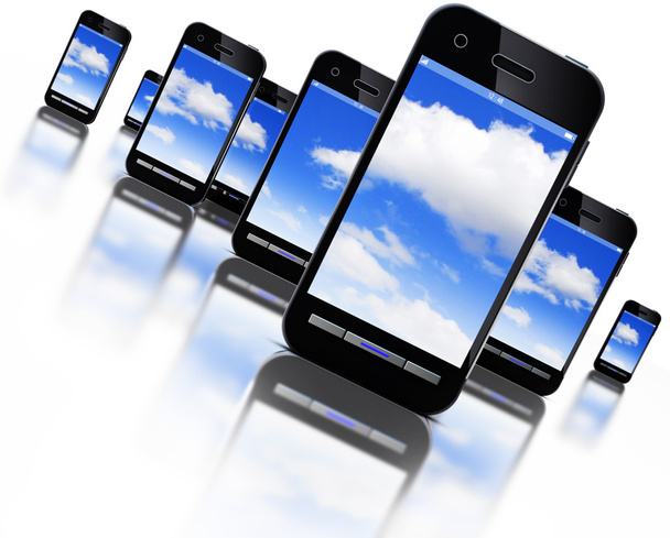σύννεφο μια smartphones - Φωτογραφία, εικόνα