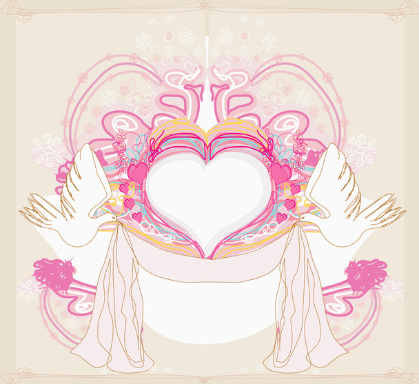 romantic card with love birds - Vector, Image
