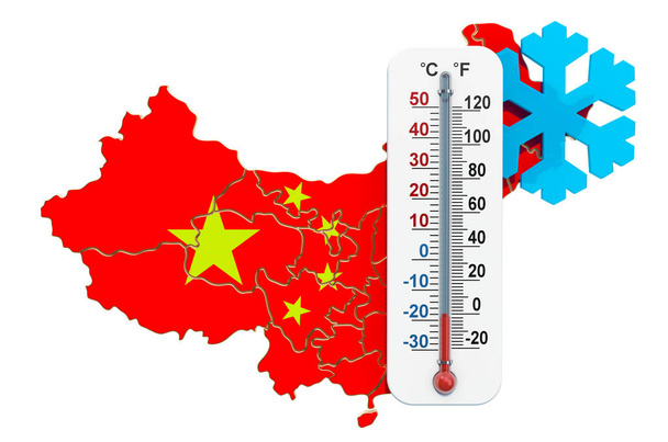 Extremo frio na China conceito. Renderização 3D
 - Foto, Imagem