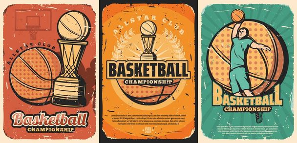 Basketball Sport Ball, Korb, Spieler, Pokal - Vektor, Bild