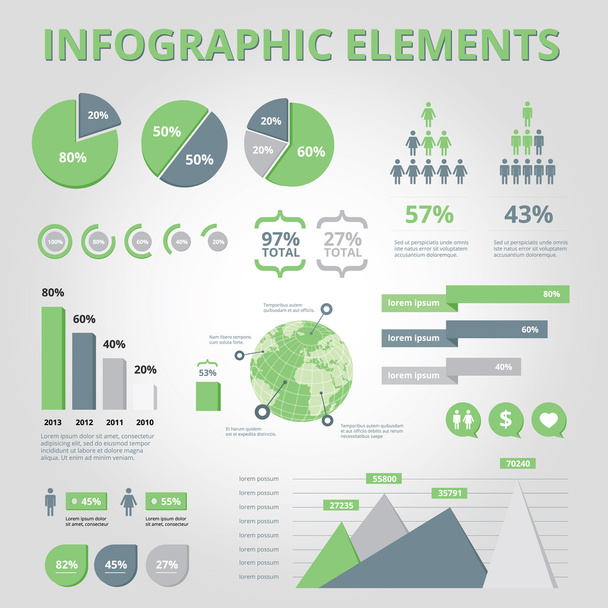 Set Elements of Infographics Green - Vector, imagen