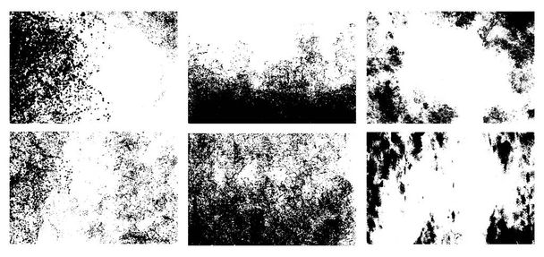 Grunge textures set. Backgrounds. Monochrome abstract grain surfaces for design. - Vektor, obrázek