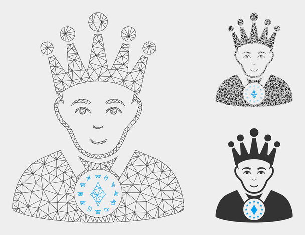 King Vector Mesh Network Model and Triangle Mosaic Icon - ベクター画像