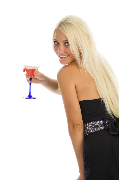 Attractive girl with wineglass in hand - Фото, изображение