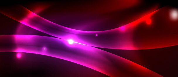Neon color wave lines abstract background, magic techno futuristic light - Vector, Image