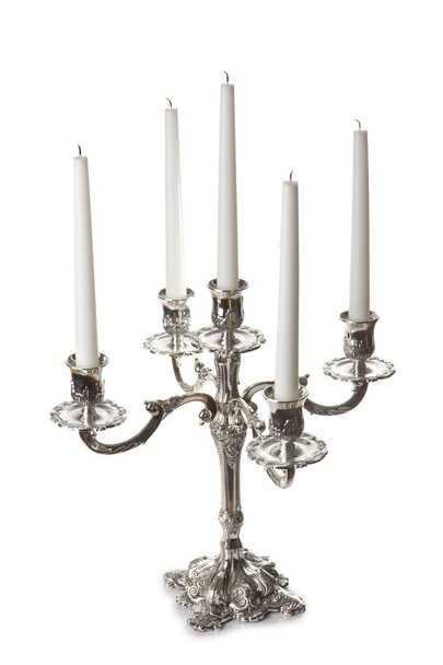 Silver candlestick isolated - Foto, afbeelding