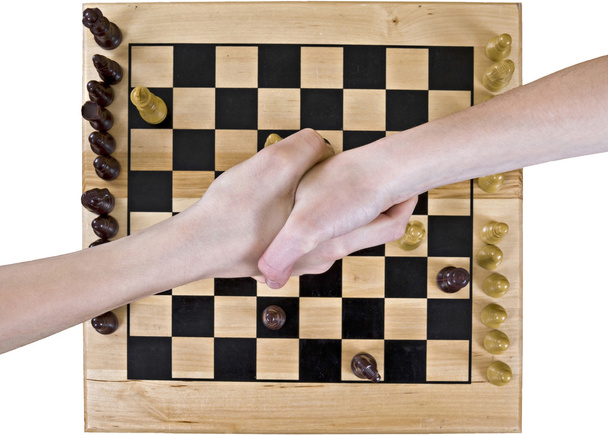 Σκακιέρα με χειραψία - Φωτογραφία, εικόνα