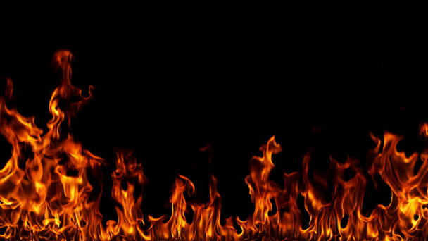 Closeup of Fire flames on black background. - Photo, Image
