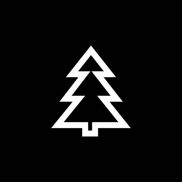 Christmas Tree Icon On Black Background. Black Flat Style Vector Illustration - Vector, Image