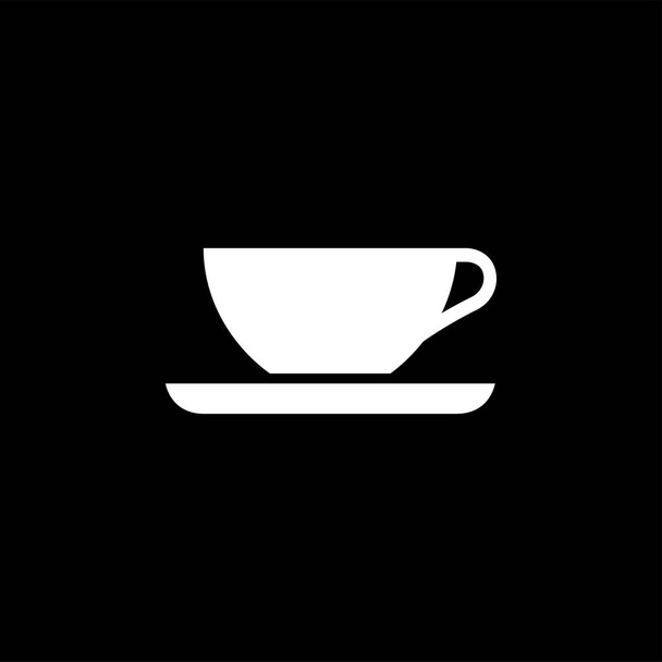 黒の背景にコーヒーカップ空のアイコン。ブラック フラット スタイル ベクトル イラスト. - ベクター画像