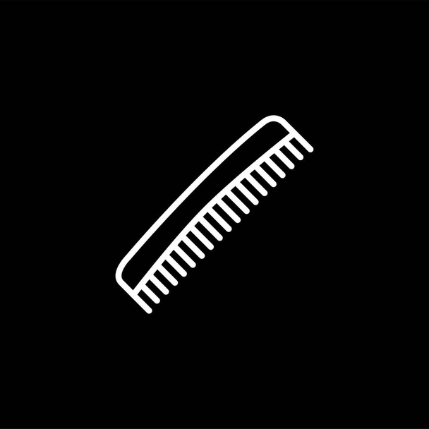 Comb Line Icon On Black Background. Black Flat Style Vector Illustration. - Vector, Image