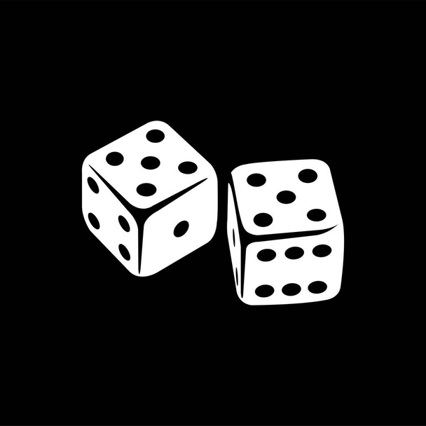 Casino Dice Icon On Black Background. Black Flat Style Vector Illustration - Vector, Image