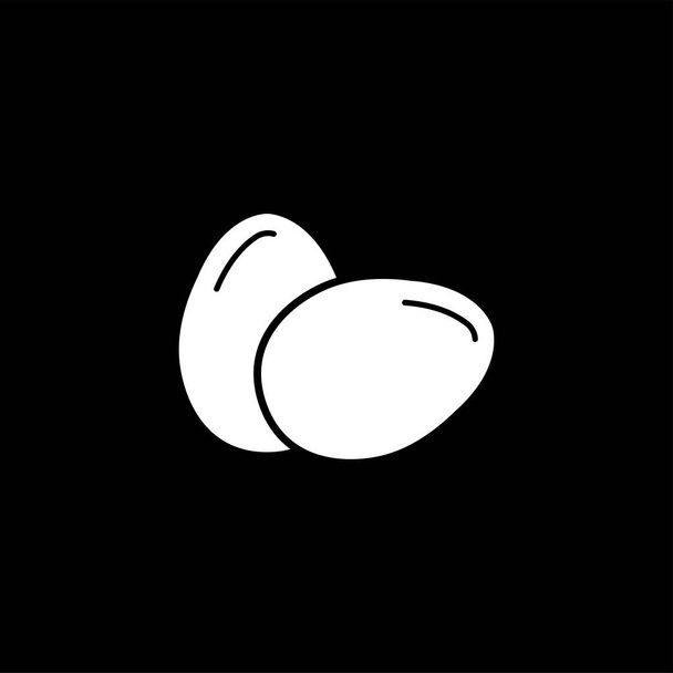 黒の背景に卵のアイコン。ブラック フラット スタイル ベクトル イラスト. - ベクター画像