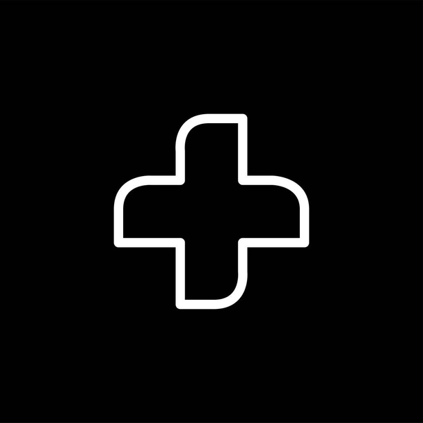 Medical cross line ikona na czarnym tle. Czarny płaski styl wektor ilustracja. - Wektor, obraz