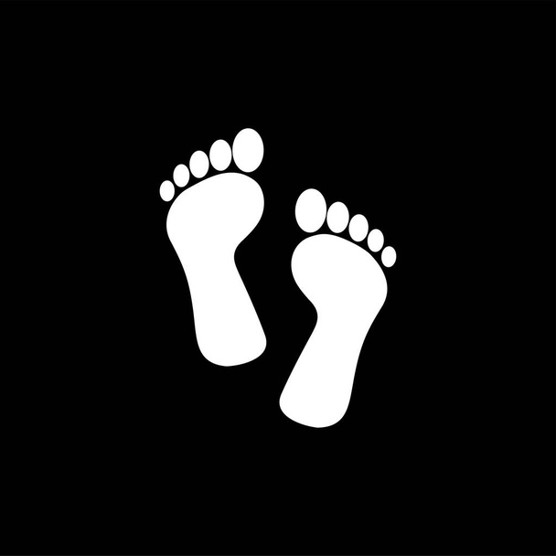 Footprint Icon On Black Background. Black Flat Style Vector Illustration. - Vector, Image