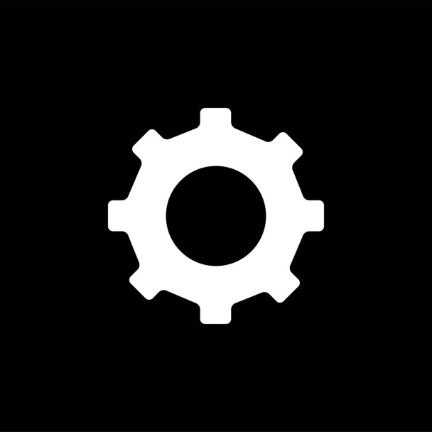 Gear Icon On Black Background. Black Flat Style Vector Illustration. - Vector, Image