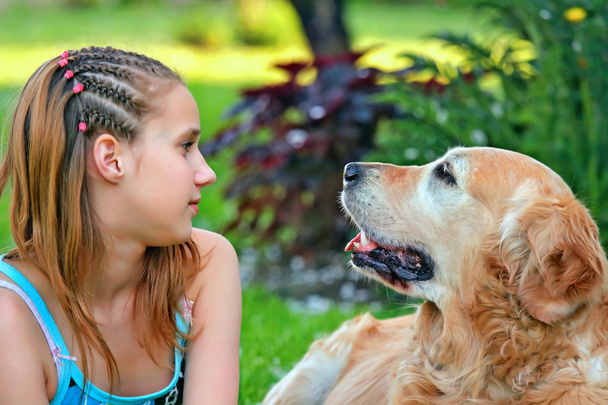 Giovane ragazza e il suo amico un cane
 - Foto, immagini