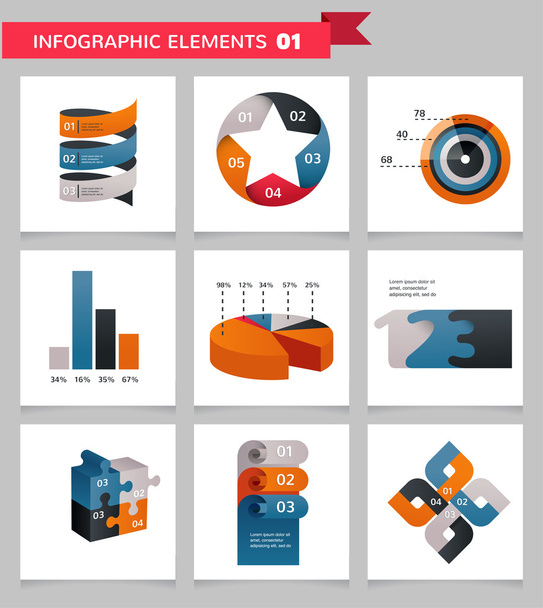 Elementos e ícones de infográficos
 - Vetor, Imagem