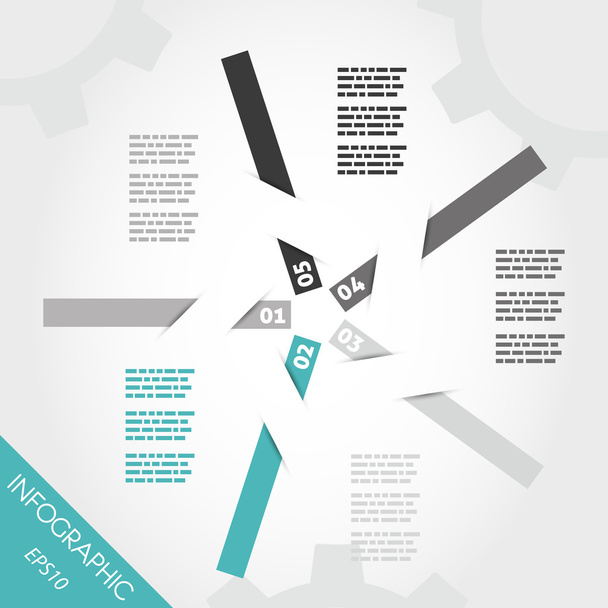 Five turquoise infographic stickers in star - Vecteur, image