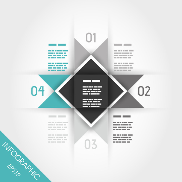 Turquoise infographic four multi triangular template - Vector, Image