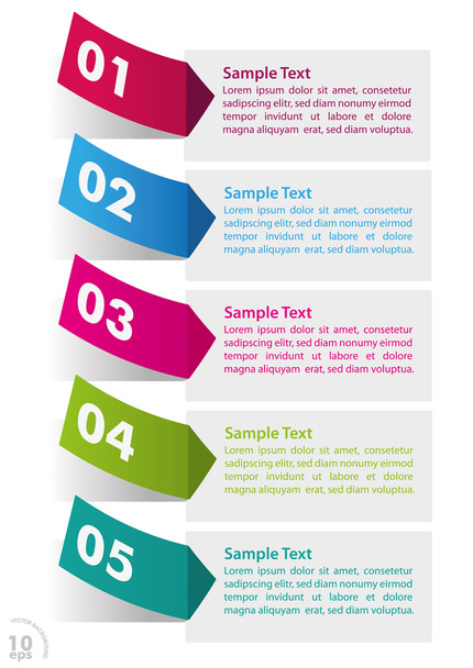 Five Colorful Sticker Infographic - Вектор,изображение