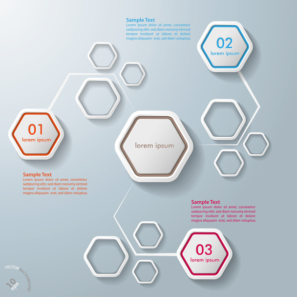 Colorful Abstract Hexagons Infographic 3 Options - Вектор, зображення