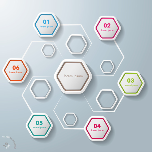 Colorful Abstract Hexagons Infographic 6 Options - Vettoriali, immagini