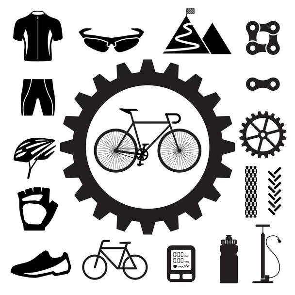 Fahrradsymbole gesetzt - Vektor, Bild