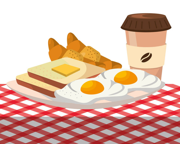 νόστιμα νόστιμο πρωινό κινουμένων σχεδίων - Διάνυσμα, εικόνα