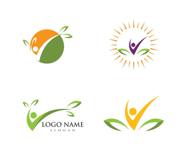 Vida Saludable personas Logo plantilla
 - Vector, Imagen