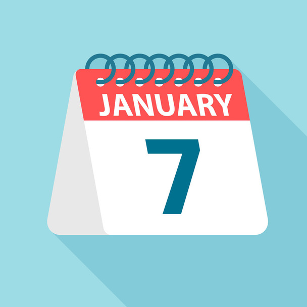 January 7 - Calendar Icon. Vector illustration of one day of month. Calendar Template - Вектор, зображення