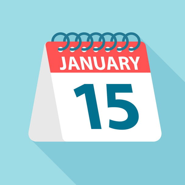 January 15 - Calendar Icon. Vector illustration of one day of month. Calendar Template - Vector, Image