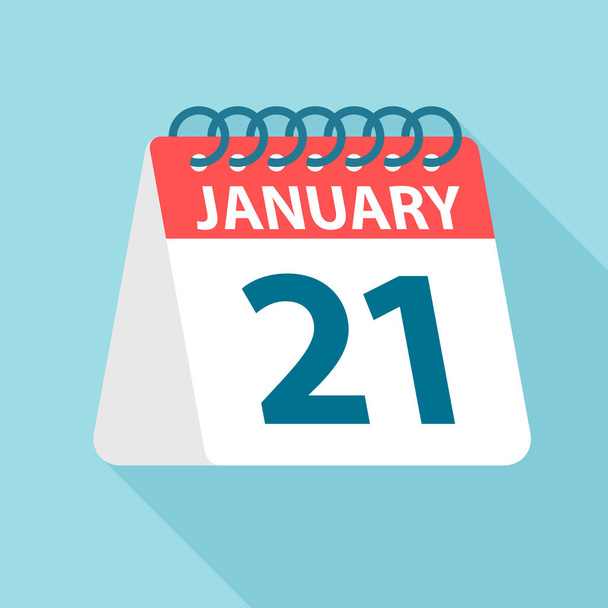 21 stycznia-ikona kalendarza. Ilustracja wektorowa jednego dnia miesiąca. Szablon kalendarza - Wektor, obraz