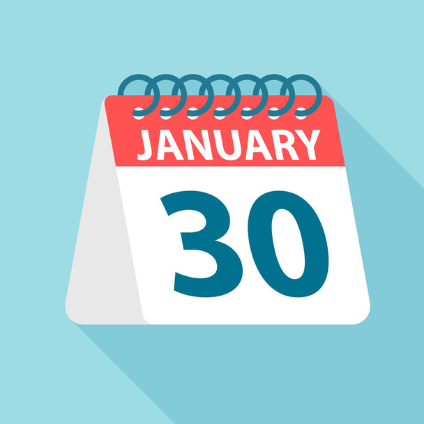 30 stycznia-ikona kalendarza. Ilustracja wektorowa jednego dnia miesiąca. Szablon kalendarza - Wektor, obraz