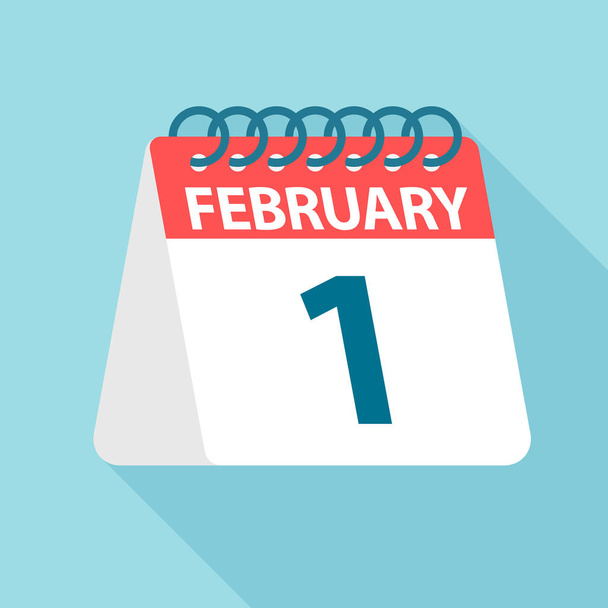 1. Februar - Kalendertag. Vektorillustration eines Tages im Monat. Kalendervorlage - Vektor, Bild
