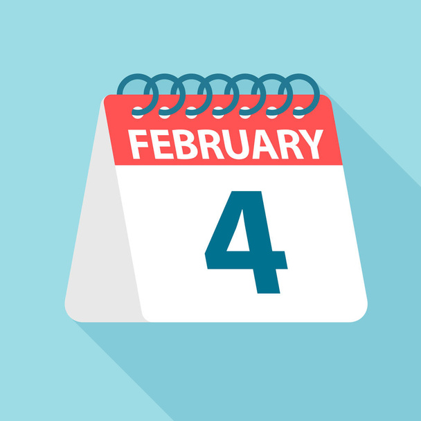 February 4 - Calendar Icon. Vector illustration of one day of month. Calendar Template - Vector, Image