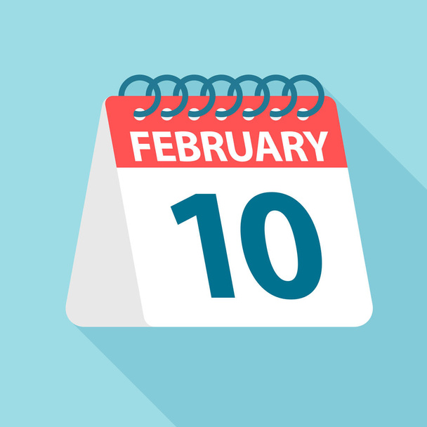 2月10日 - カレンダーアイコン。月の 1 日のベクトルイラストレーション。カレンダー テンプレート - ベクター画像