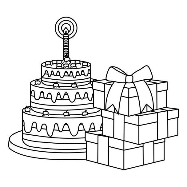 pudełka prezenty prezenty ze słodkim ciastem - Wektor, obraz