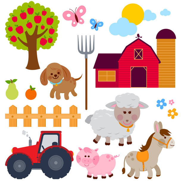 Farm animals. Vector illustration collection. - Vector, Image