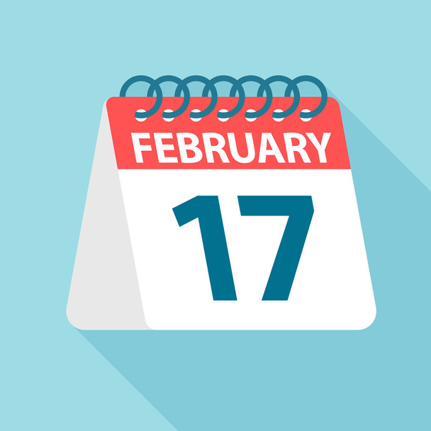 17. února – ikona kalendáře Vektorová ilustrace jednoho dne v měsíci. Šablona kalendáře - Vektor, obrázek