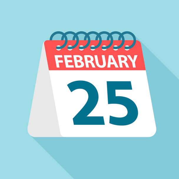 25 февраля - Икона календаря. Векторная иллюстрация одного дня месяца. Шаблон календаря
 - Вектор,изображение