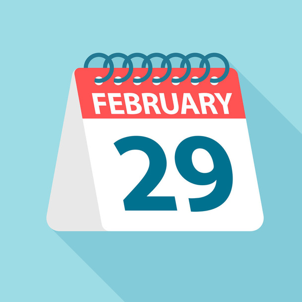 29. února – ikona kalendáře Vektorová ilustrace jednoho dne v měsíci. Šablona kalendáře - Vektor, obrázek