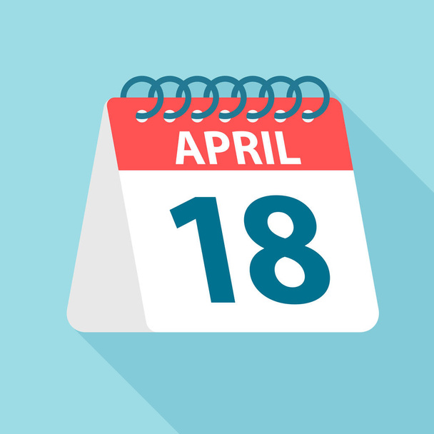 April 18 - Calendar Icon. Vector illustration of one day of month. Calendar Template - Vector, Imagen
