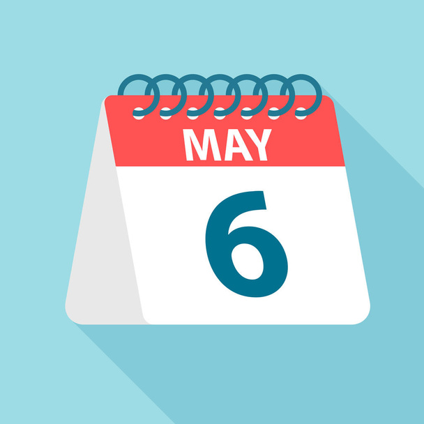 6 de mayo - Icono del calendario. Ilustración vectorial de un día del mes. Plantilla Calendario
 - Vector, imagen