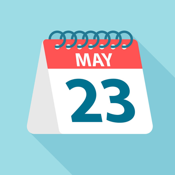 23 Μαΐου-εικονίδιο ημερολογίου. Απεικόνιση διανύσματος μιας ημέρας του μήνα. Πρότυπο ημερολογίου - Διάνυσμα, εικόνα