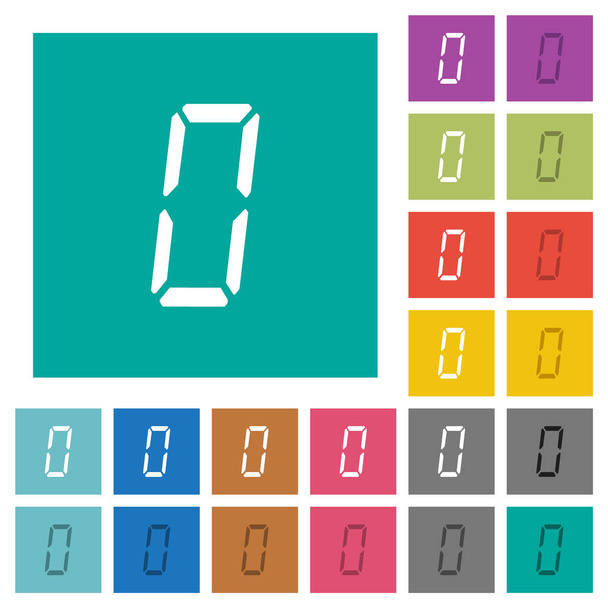 digital number zero of seven segment type square flat multi colored icons - Vector, Image