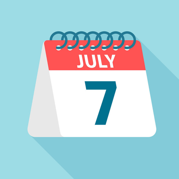 7 luglio Icona del calendario. Illustrazione vettoriale di un giorno del mese. Modello di calendario
 - Vettoriali, immagini