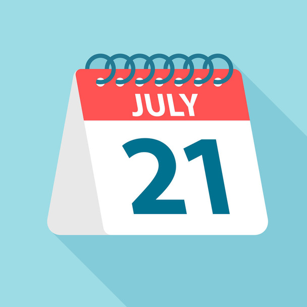 July 21 - Calendar Icon. Vector illustration of one day of month. Calendar Template - Vector, Image