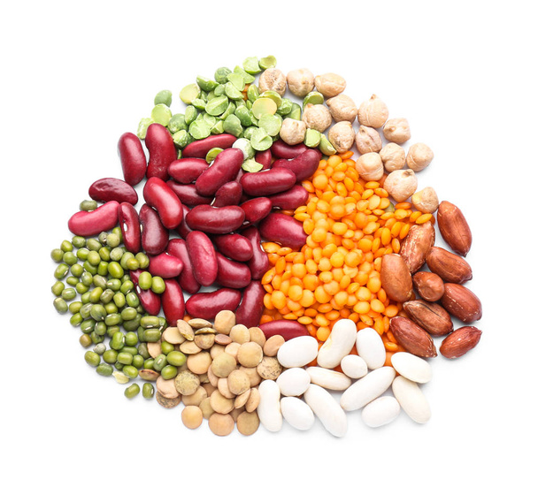 Different legumes on white background - Photo, Image